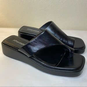 Jeffrey Campbell Maren Mule Slides Flip Flop Sandals Black Leather EUC